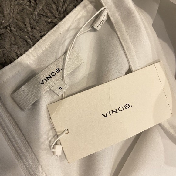 Vince. NEW Pleated Jumpsuit In Optic White V-Neck Sleeveless Size 8  $395.00 - Picture 13 of 16